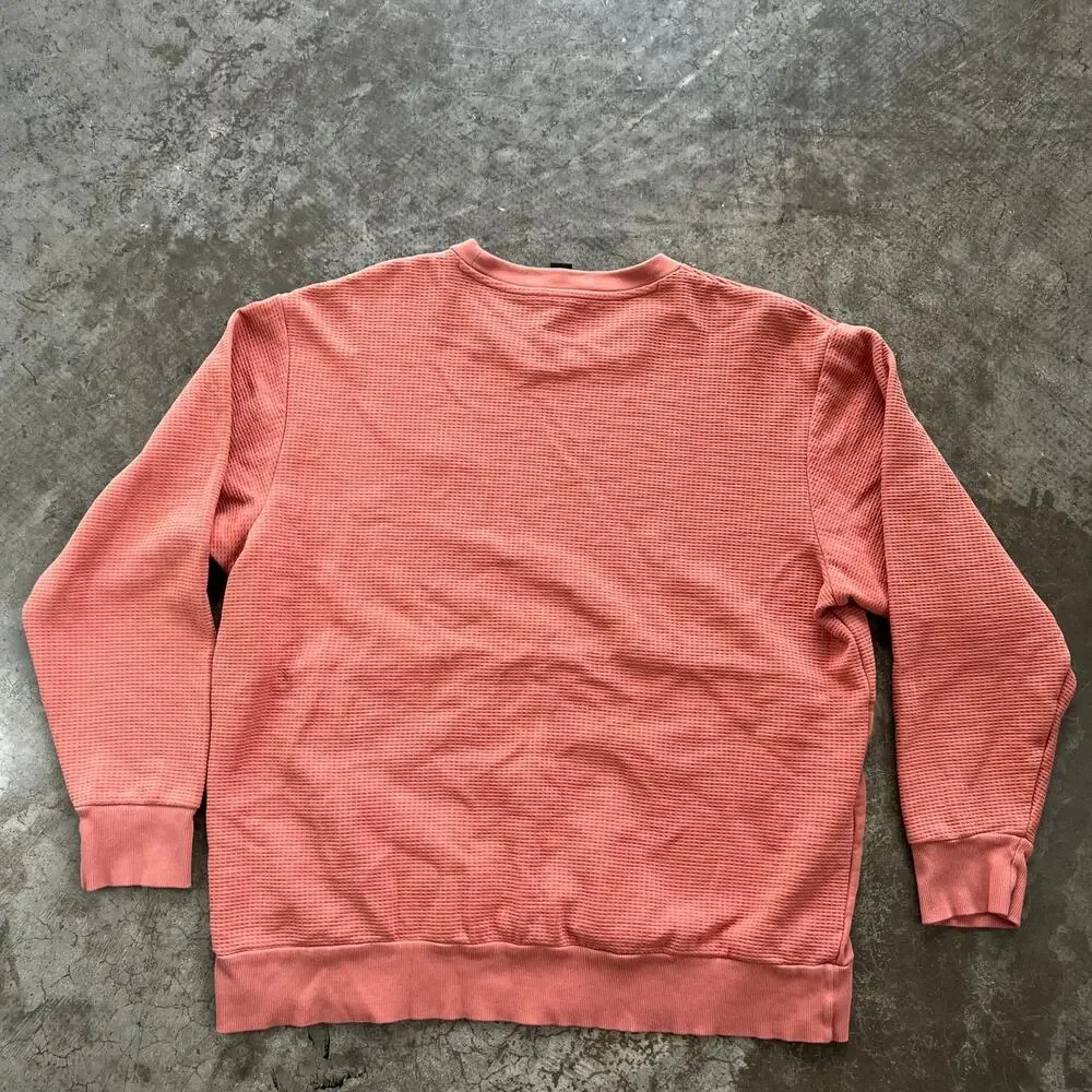 Adidas Waffle Knit Colorblock Crewneck Pullover Salmon Pink Large